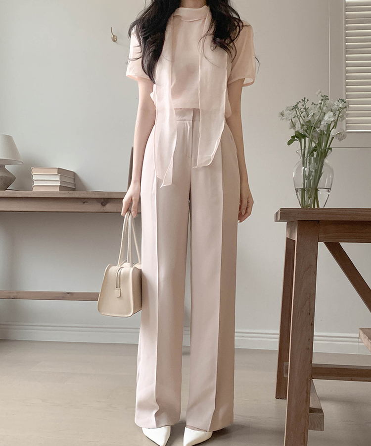 ストレートワイドスラックス(5color) PINK