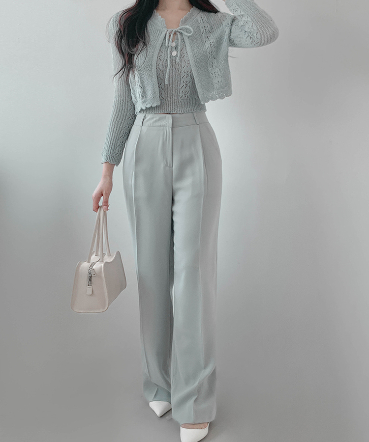 ストレートワイドスラックス(5color) BLUE