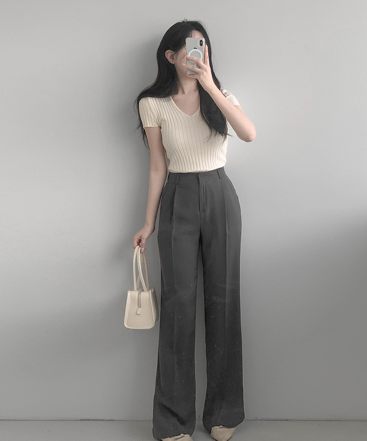 ストレートワイドスラックス(5color) CHARCOAL