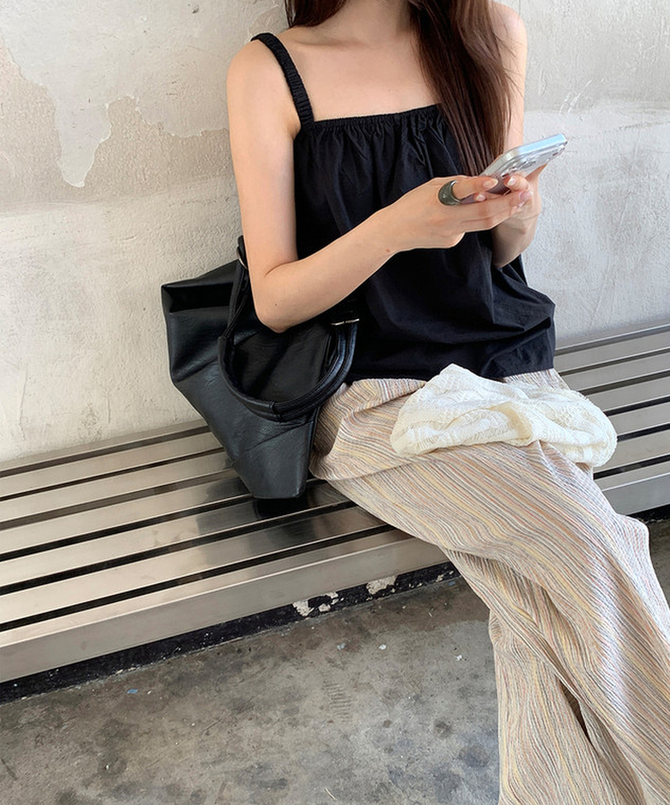 ストライプバンディングワイドストレートパンツ Mandarin