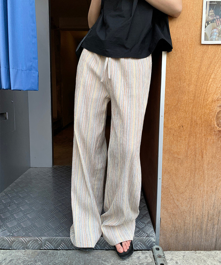 ストライプバンディングワイドストレートパンツ Mandarin