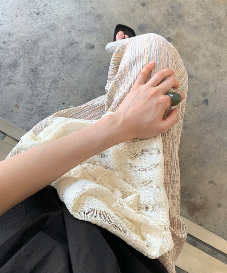 ストライプバンディングワイドストレートパンツ Mandarin