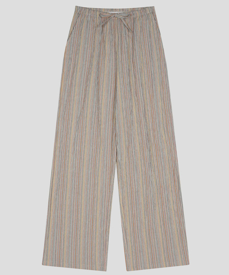 ストライプバンディングワイドストレートパンツ