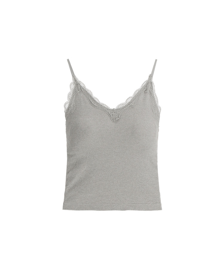 （レースポイント／カップ付き／ストラップ調節可／レイヤードアイテム）Vネック レース カップ付き ノースリーブ