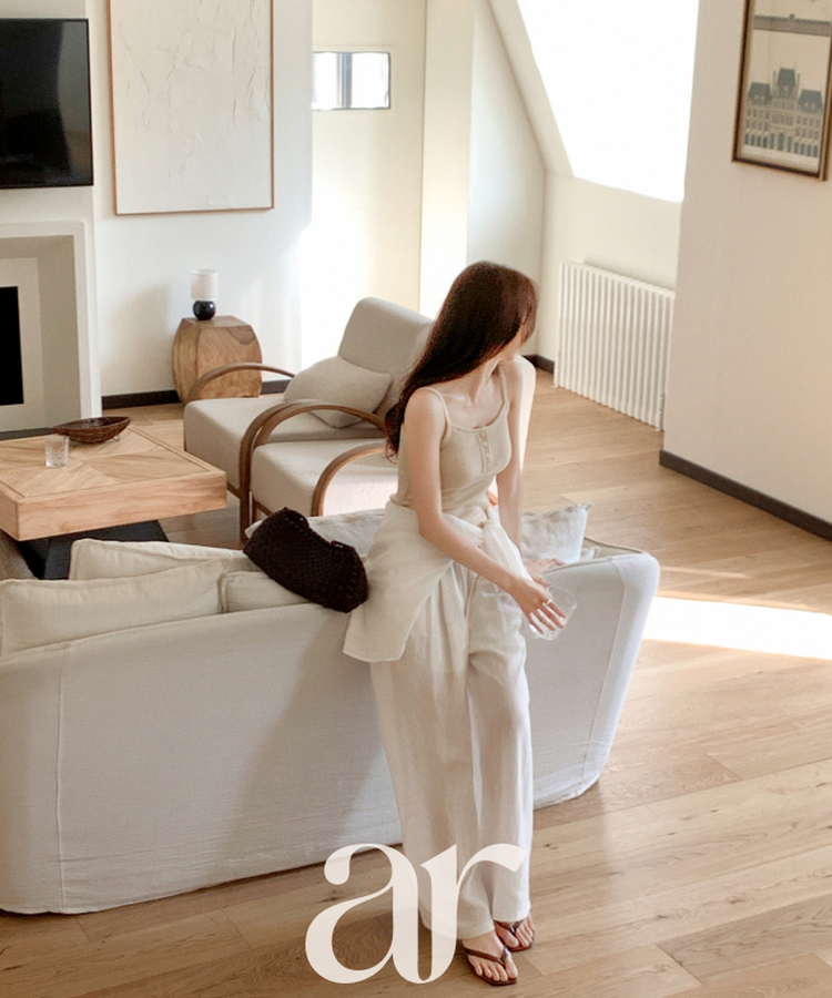 （無地＆ストライプ／10colors♥）ボタンポイント スリーブレス ニットトップス BEIGE