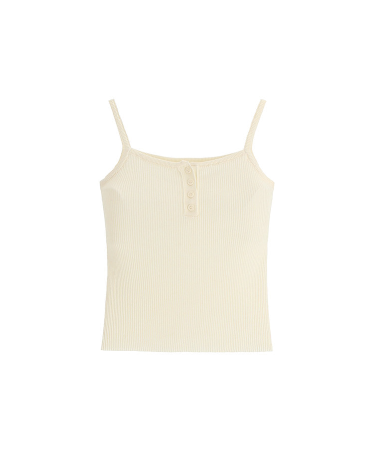 （無地＆ストライプ／10colors♥）ボタンポイント スリーブレス ニットトップス