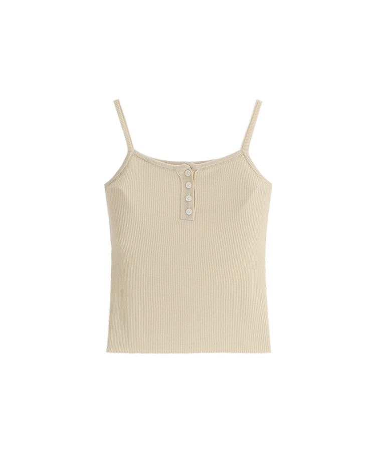 （無地＆ストライプ／10colors♥）ボタンポイント スリーブレス ニットトップス