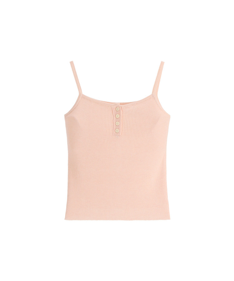 （無地＆ストライプ／10colors♥）ボタンポイント スリーブレス ニットトップス