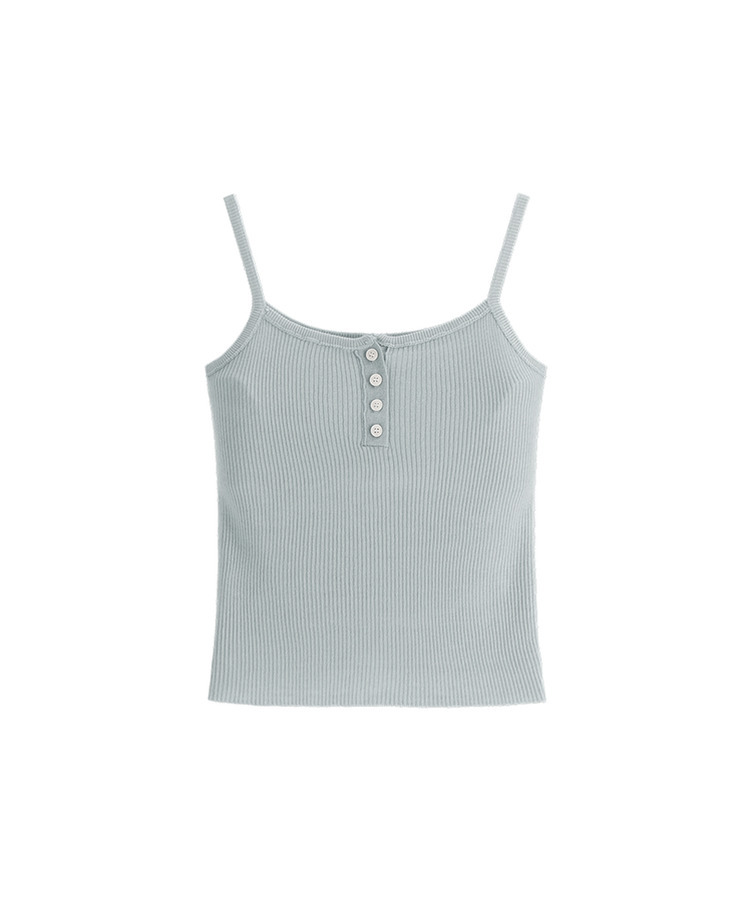 （無地＆ストライプ／10colors♥）ボタンポイント スリーブレス ニットトップス