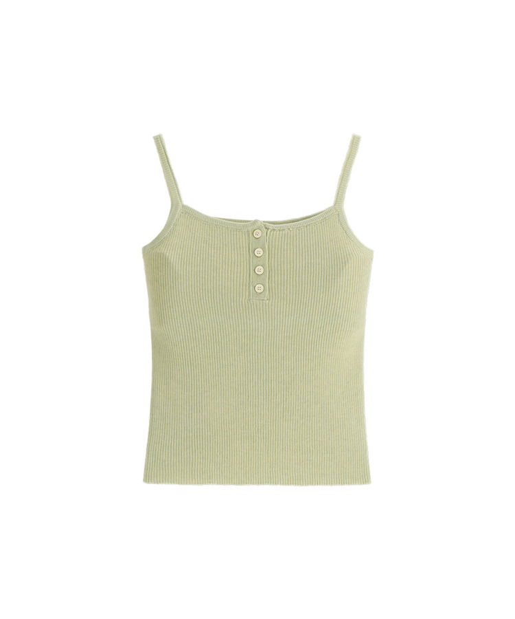 （無地＆ストライプ／10colors♥）ボタンポイント スリーブレス ニットトップス