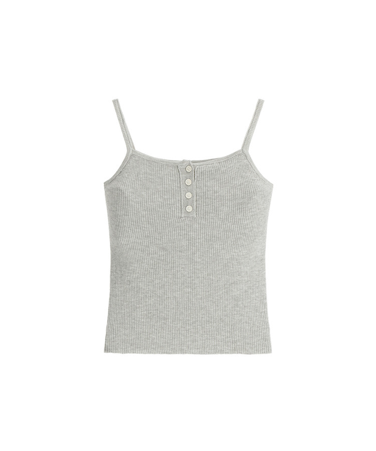 （無地＆ストライプ／10colors♥）ボタンポイント スリーブレス ニットトップス