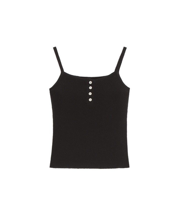 （無地＆ストライプ／10colors♥）ボタンポイント スリーブレス ニットトップス