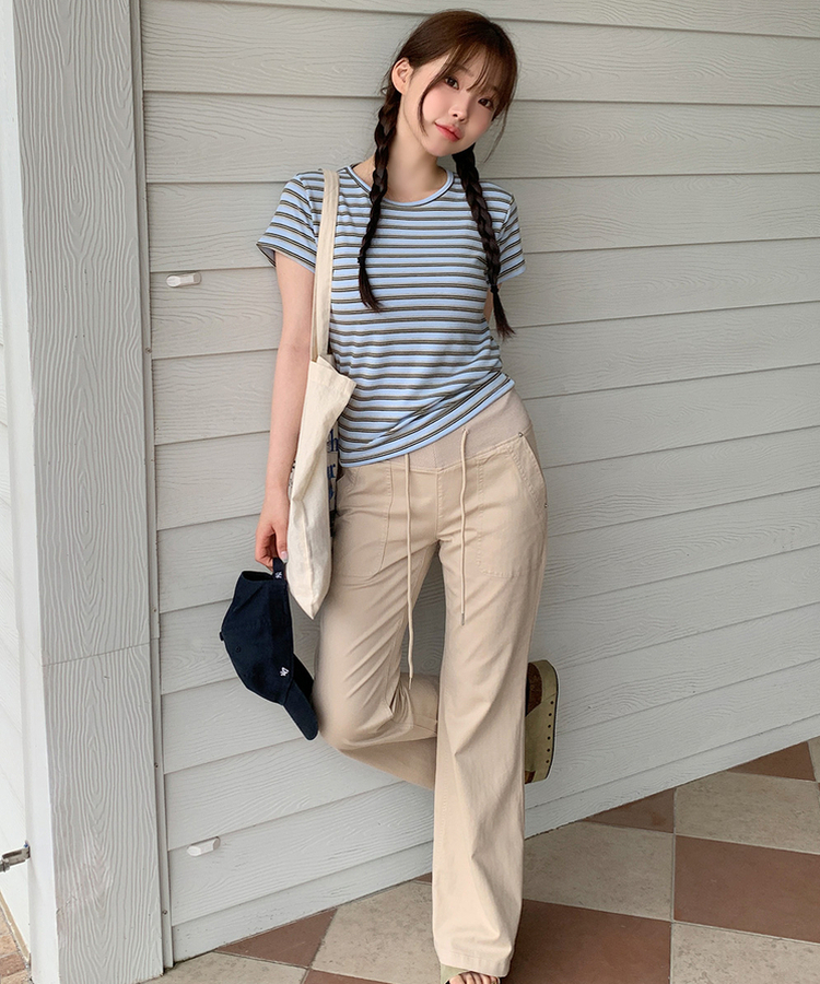 ストライプ半袖Tシャツ SKYBLUE