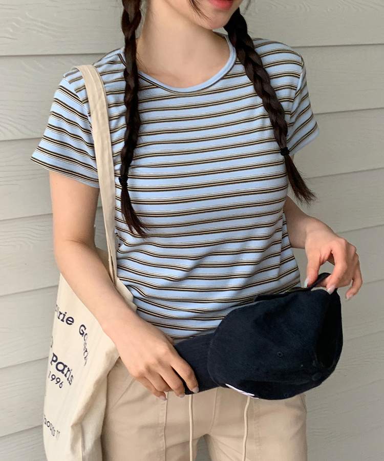 ストライプ半袖Tシャツ SKYBLUE