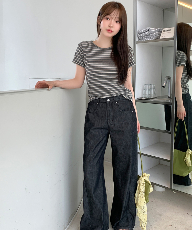 ストライプ半袖Tシャツ CHARCOAL