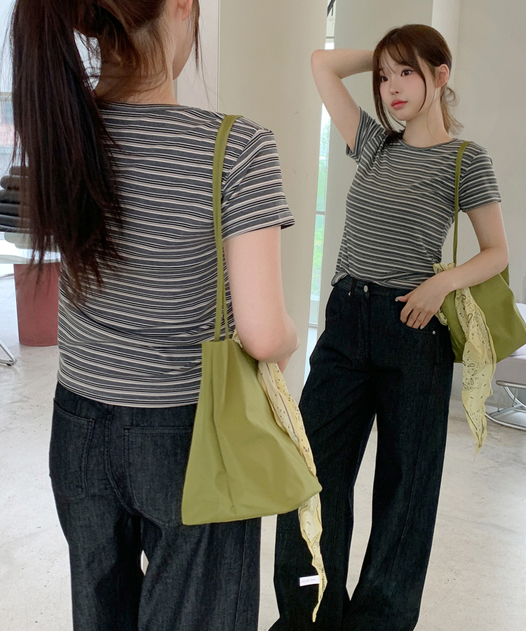 ストライプ半袖Tシャツ CHARCOAL