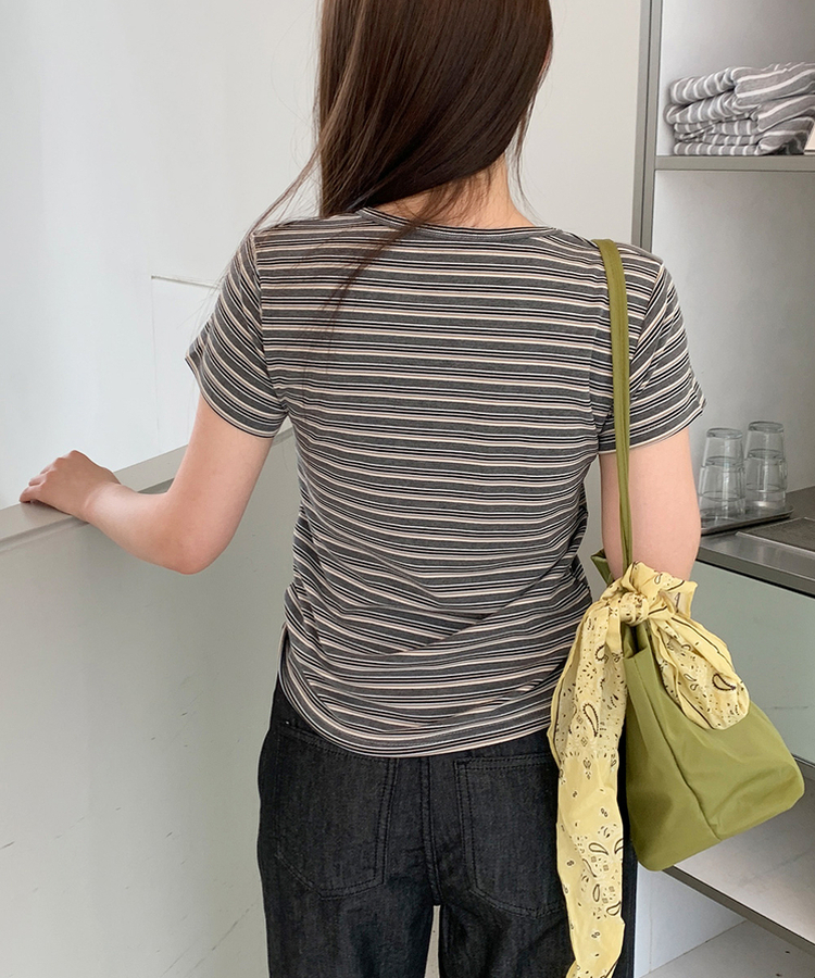 ストライプ半袖Tシャツ CHARCOAL