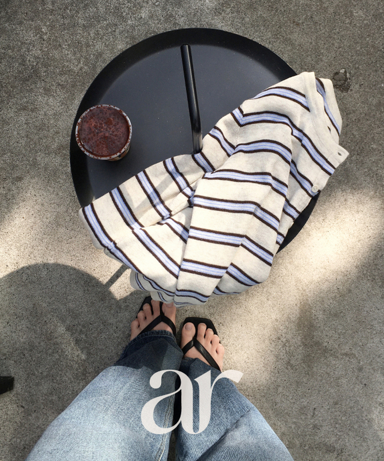 （ノースリーブ＋カーディガン／ストライプ／着回し力◎♥）ストライプ ノースリーブ 長袖カーディガン セット OATMEAL