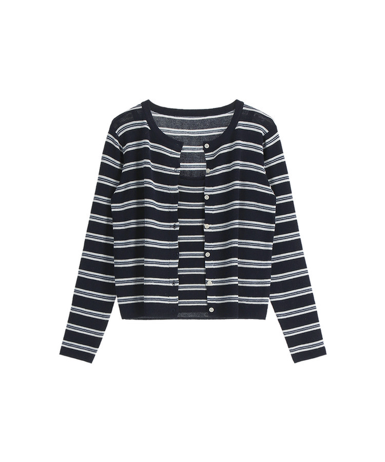 （ノースリーブ＋カーディガン／ストライプ／着回し力◎♥）ストライプ ノースリーブ 長袖カーディガン セット