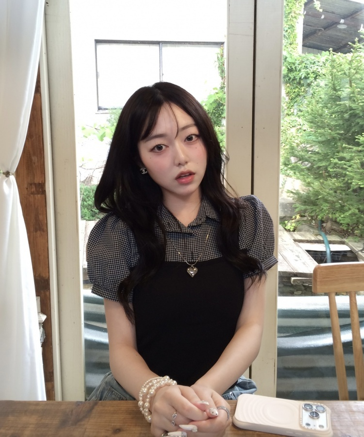 뷔스티에 레이어드 체크셔츠 블랙
