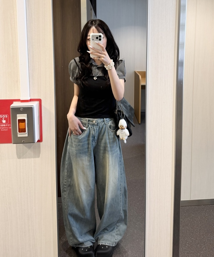 뷔스티에 레이어드 체크셔츠 블랙