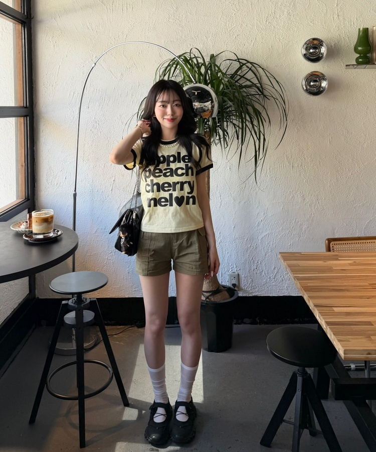 레터링 링거 반팔티 옐로우