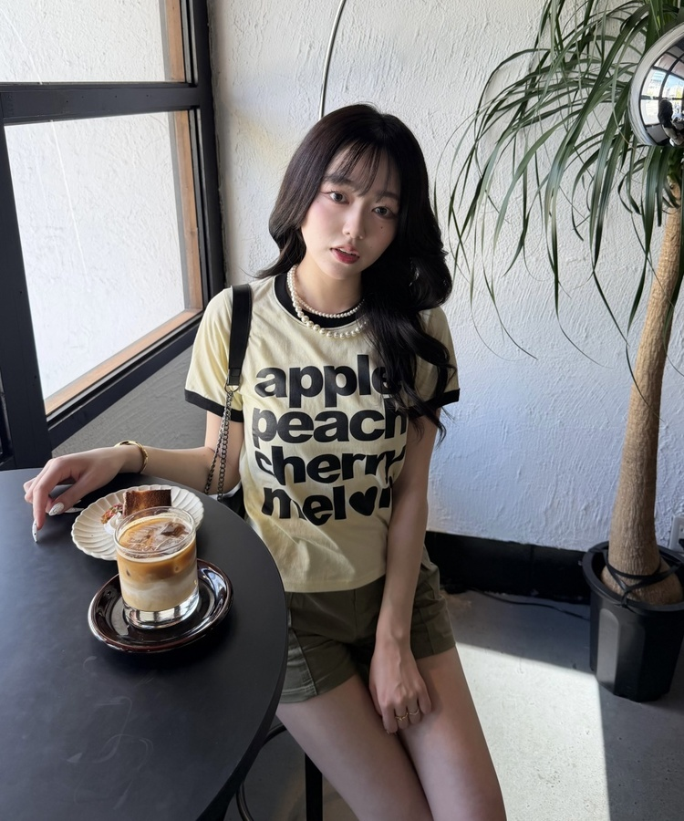 레터링 링거 반팔티 옐로우