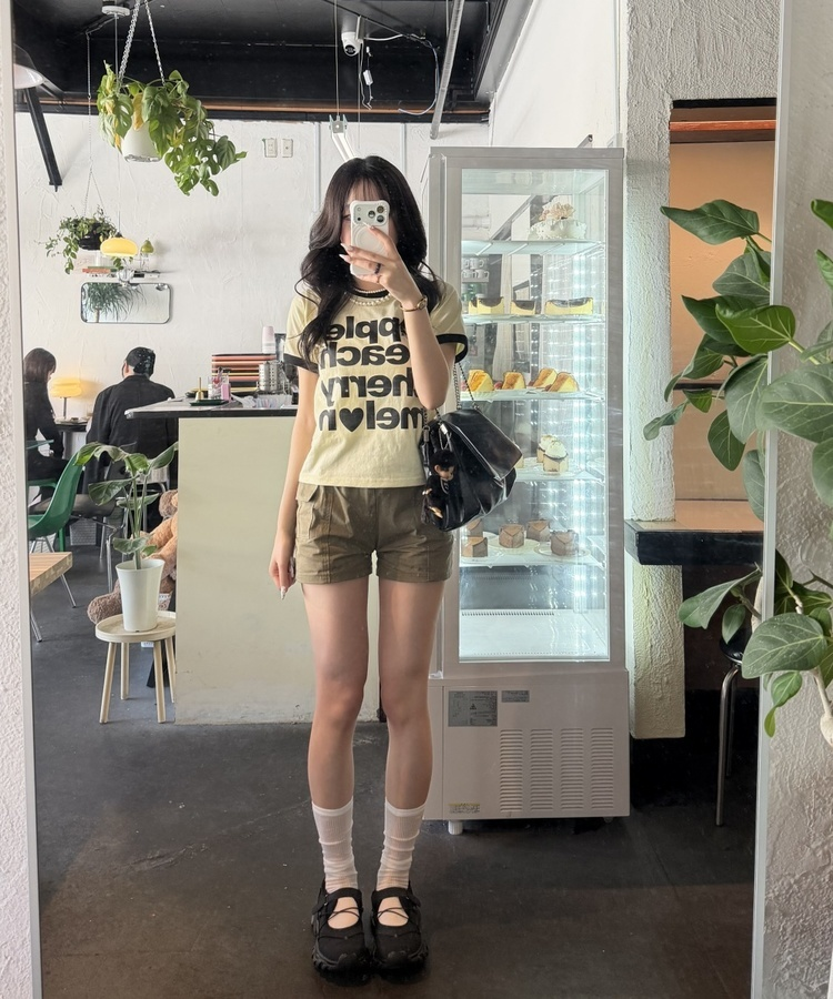 레터링 링거 반팔티 옐로우