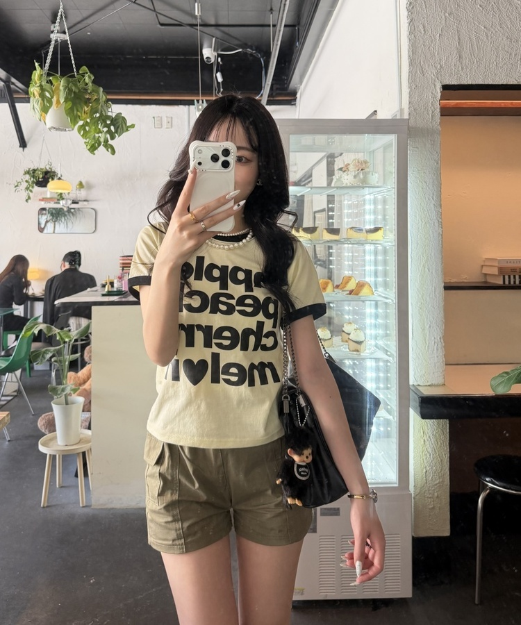 레터링 링거 반팔티 옐로우