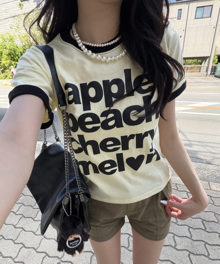 레터링 링거 반팔티 옐로우