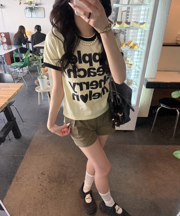 레터링 링거 반팔티 옐로우