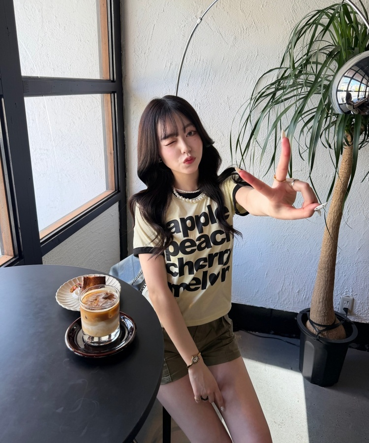 레터링 링거 반팔티 옐로우