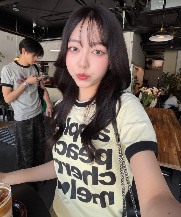 레터링 링거 반팔티 옐로우