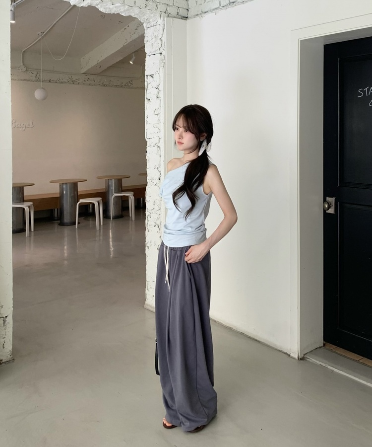 핀턱 트레이닝 와이드 팬츠 차콜