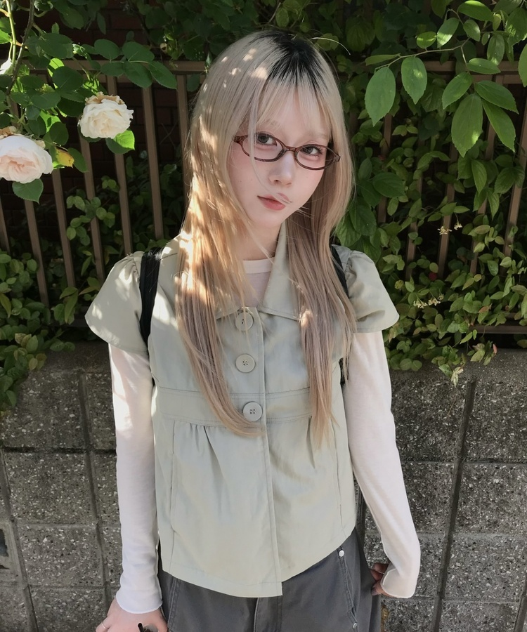 サファリ半袖ブラウス KHAKI