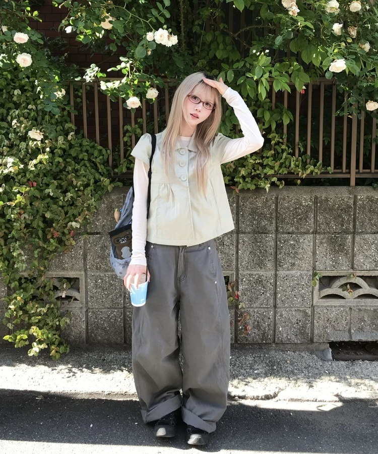 サファリ半袖ブラウス KHAKI