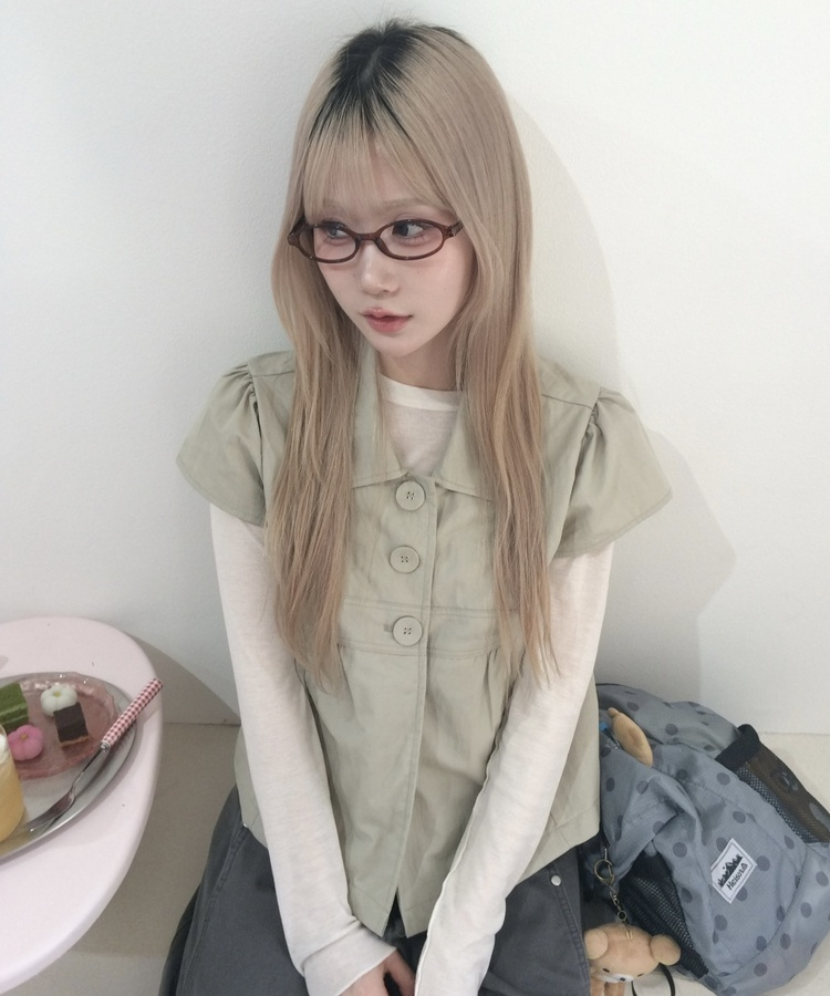 サファリ半袖ブラウス KHAKI