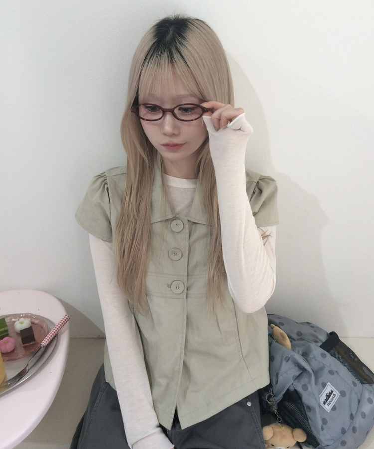 サファリ半袖ブラウス KHAKI