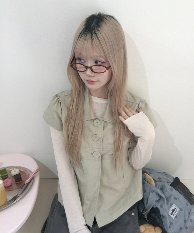 サファリ半袖ブラウス KHAKI
