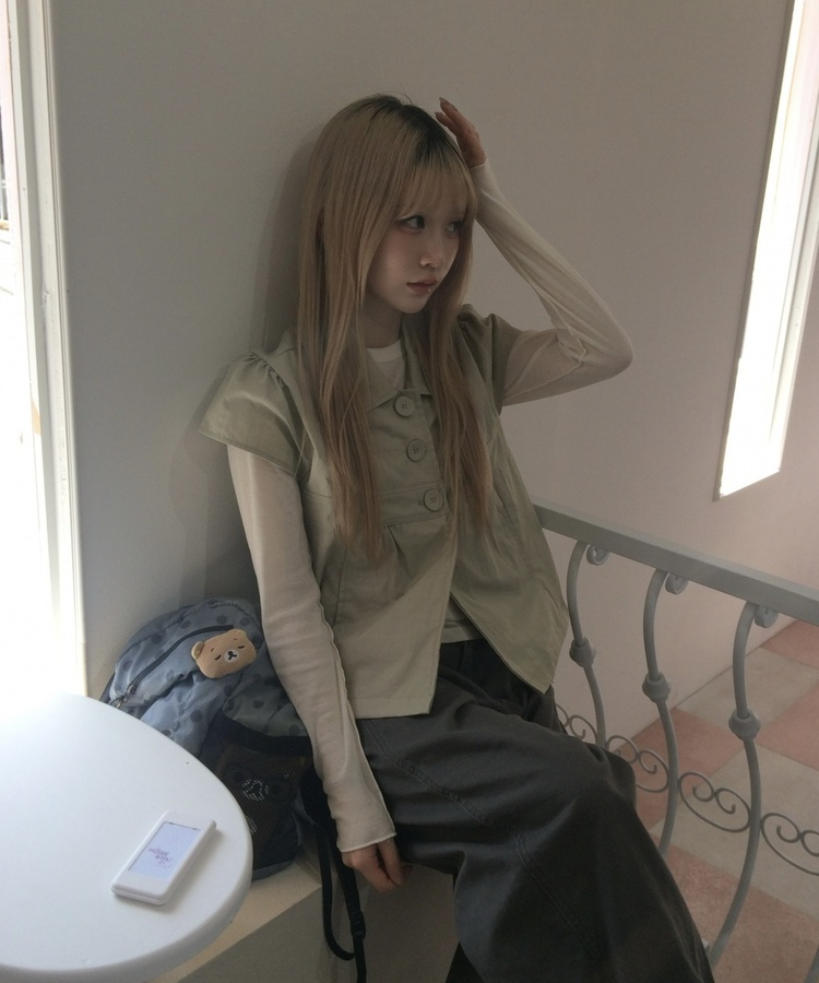 サファリ半袖ブラウス KHAKI