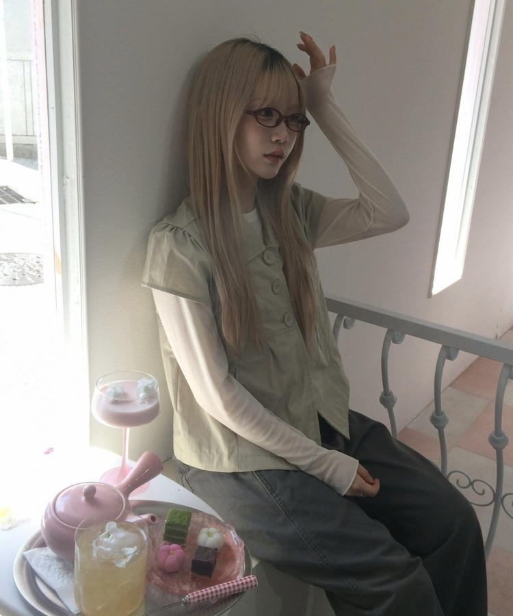 サファリ半袖ブラウス KHAKI