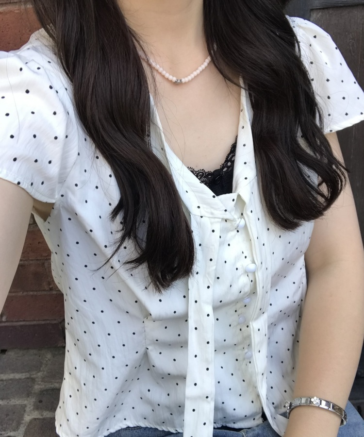 단추 레이스 크롭 나시 블랙
