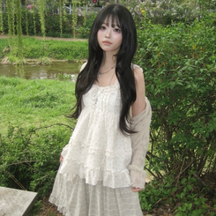 코티지 모리 베이비돌 옆지퍼 잔꽃 캉캉 나시 블라우스 아이보리