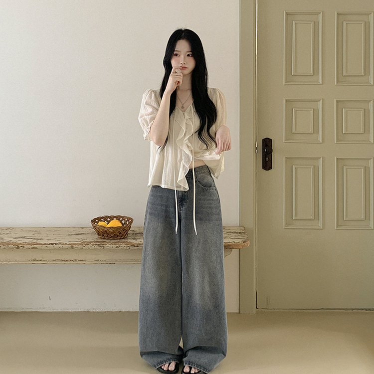 フリルシースルーシフォンブラウス(5color) BEIGE