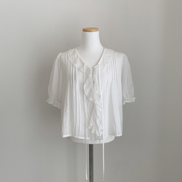 フリルシースルーシフォンブラウス(5color)