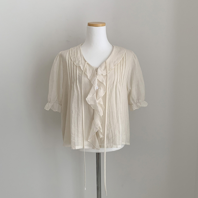 フリルシースルーシフォンブラウス(5color)