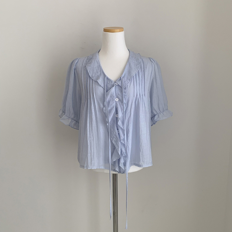 フリルシースルーシフォンブラウス(5color)