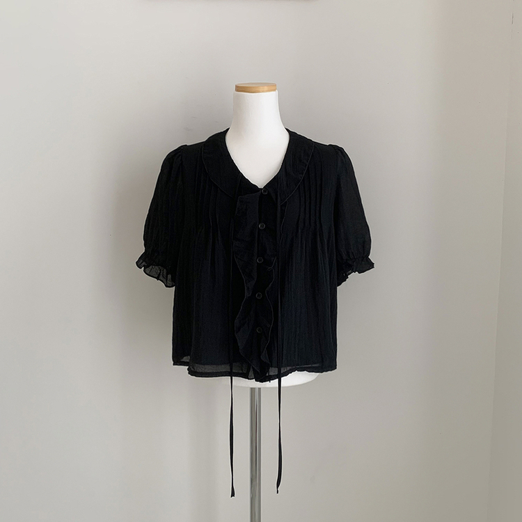 フリルシースルーシフォンブラウス(5color)