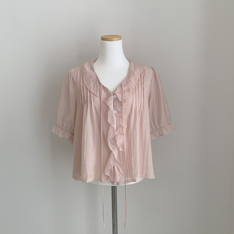 フリルシースルーシフォンブラウス(5color)