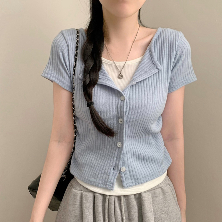 レイヤード半袖Tシャツ SKY BLUE